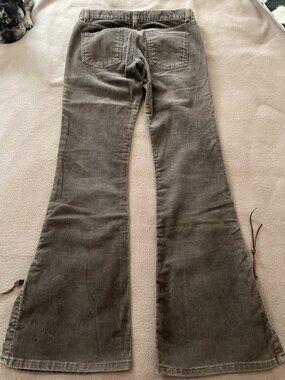 AWESOME VINTAGE Earl Jeans Brown Corduroy Flare Leg Leather Lace Up Closure 26